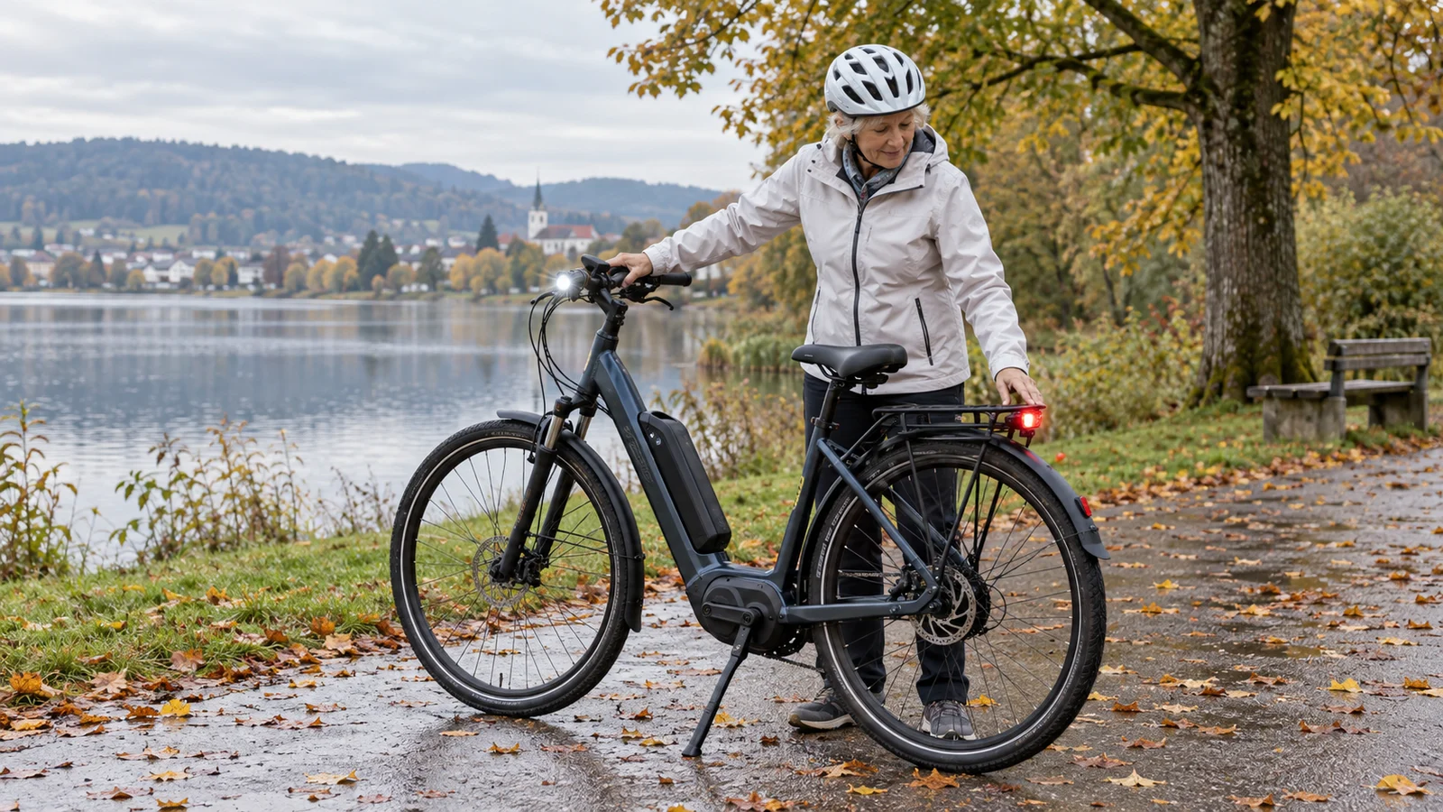 Passendes Bild zum Beitrag E-Bike im Herbst ab 60: Licht, nasses Laub und Akku sicher einplanen