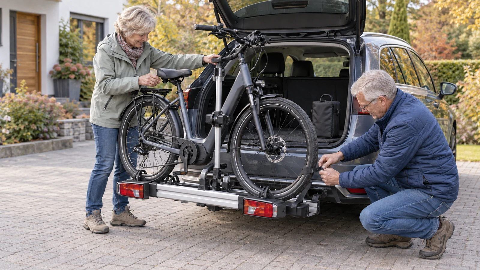 Passendes Bild zum Beitrag E-Bike auf dem Heckträger ab 60: Gewicht, Akku und Befestigung richtig prüfen