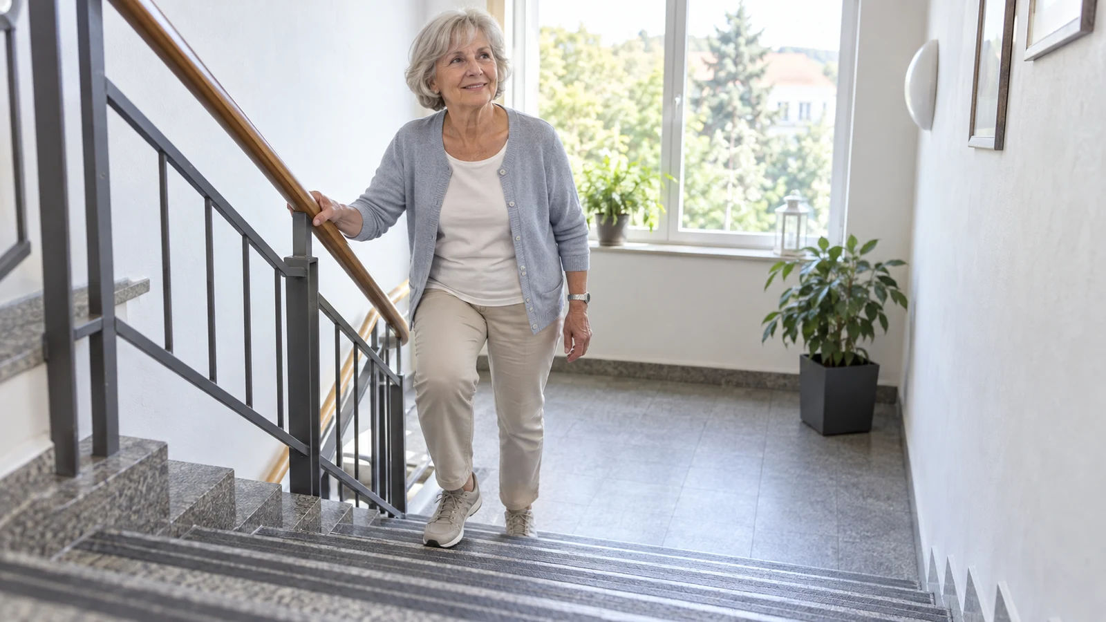 Passendes Bild zum Beitrag Treppen als Alltagstraining ab 60: Geländer, Schritte und Pausen