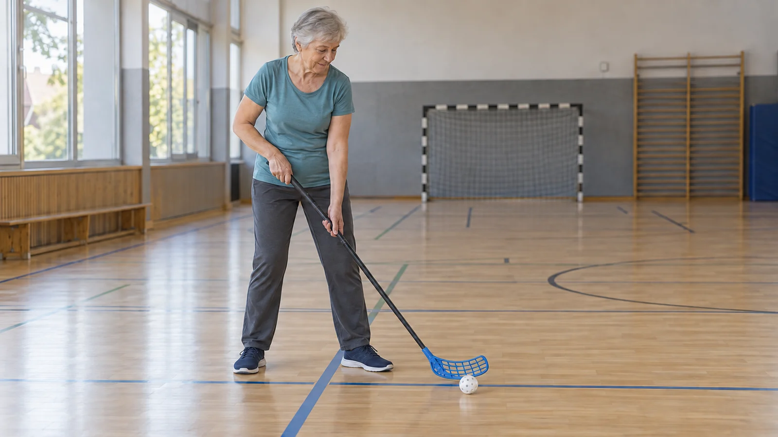 Passendes Bild zum Beitrag Floorball ab 60: Leihschläger prüfen und kurze Pässe kennenlernen