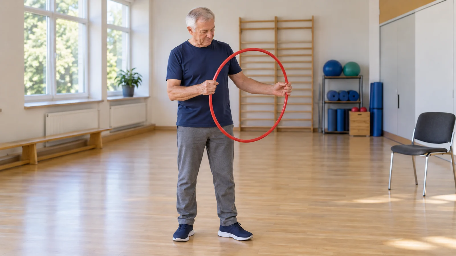 Passendes Bild zum Beitrag Gymnastikreifen ab 60: Handgerät prüfen und den Kursplatz vorbereiten