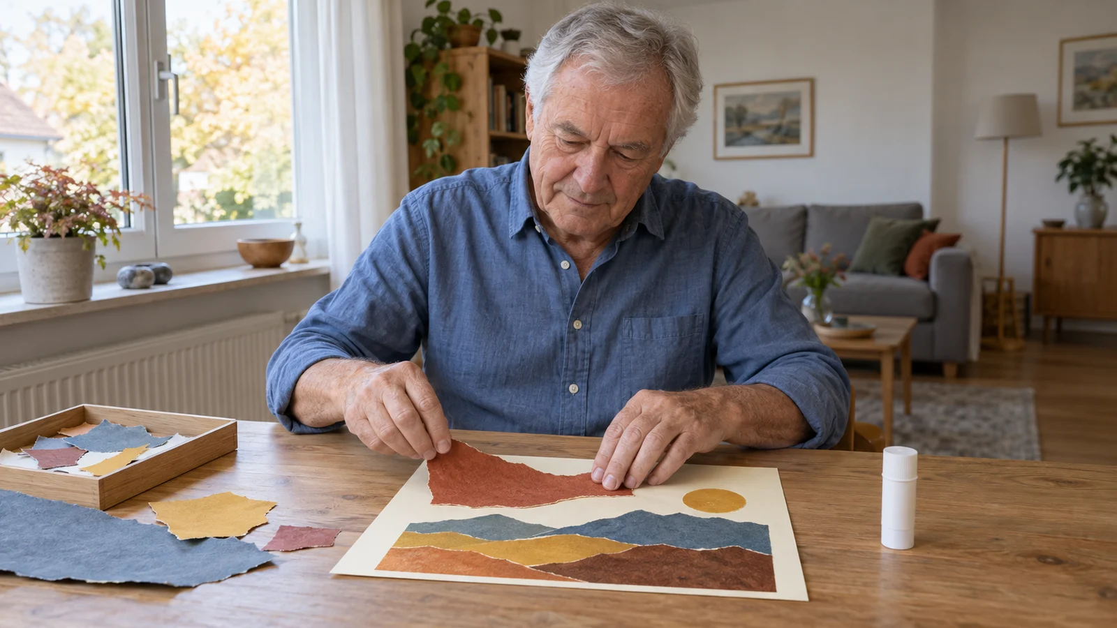 Passendes Bild zum Beitrag Papiercollage ab 60: Formen anordnen und Schritt für Schritt kleben