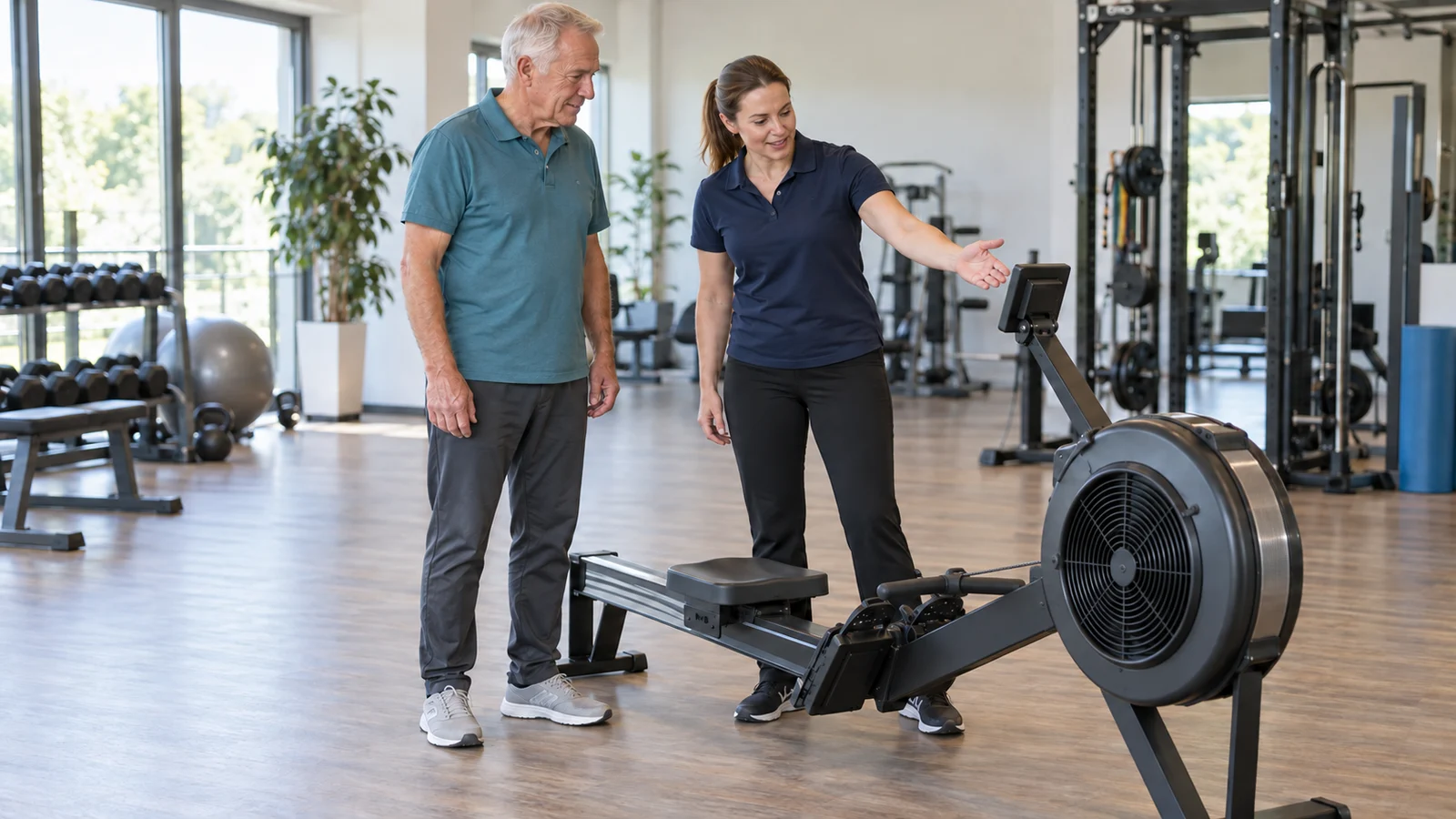 Passendes Bild zum Beitrag Ruderergometer im Fitnessstudio ab 60: Luftklappe und Monitor verstehen
