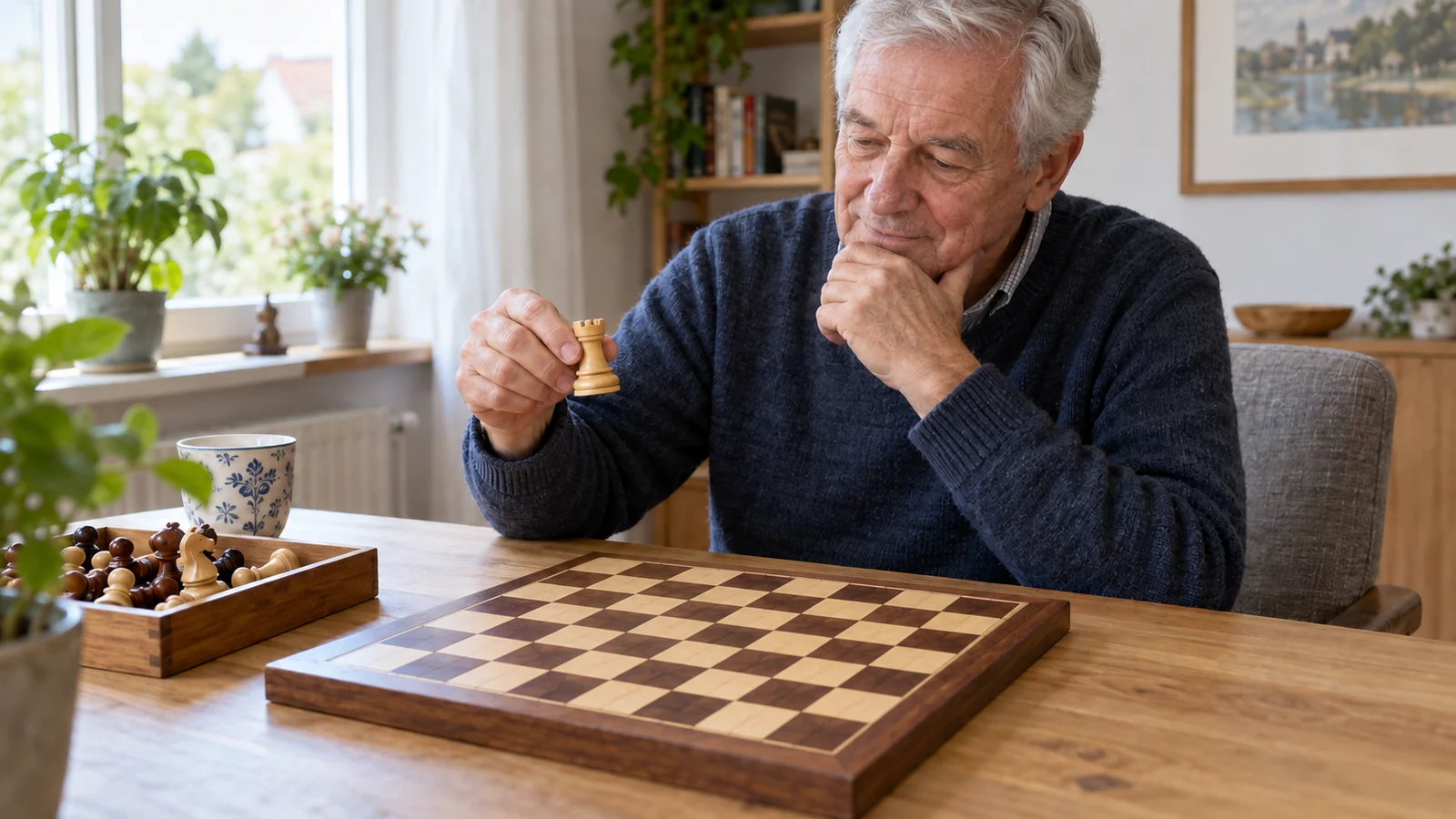 Passendes Bild zum Beitrag Schach lernen ab 60: Brett aufbauen, Zugwege verstehen und ruhig üben