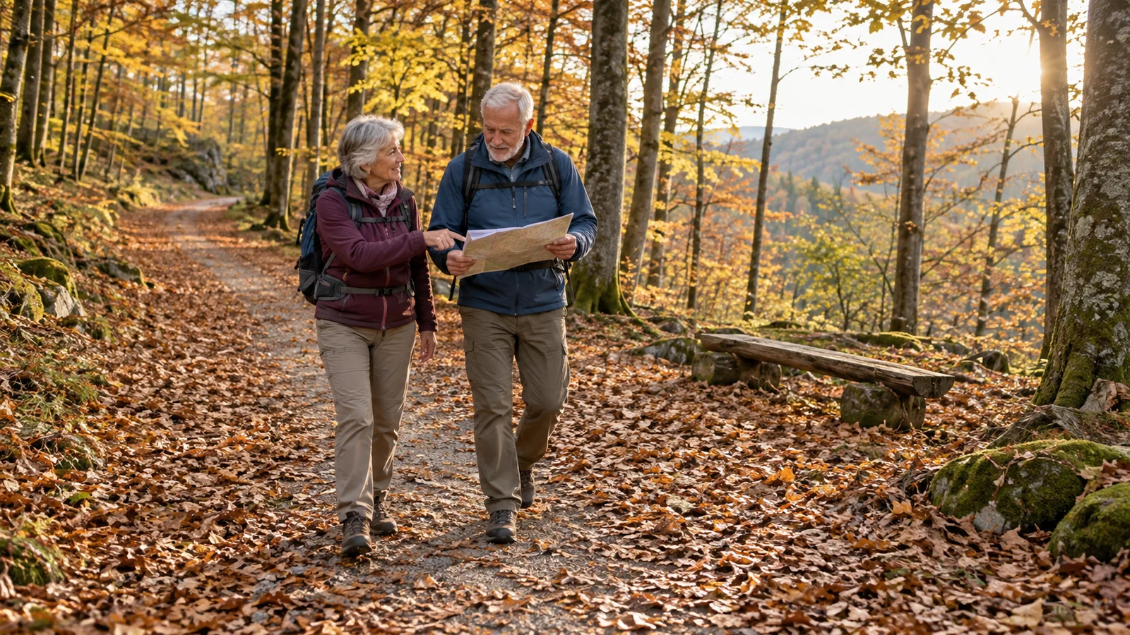 Passendes Bild zum Beitrag Herbstwanderung ab 60: Laub, Dämmerung und Rückweg gut einplanen