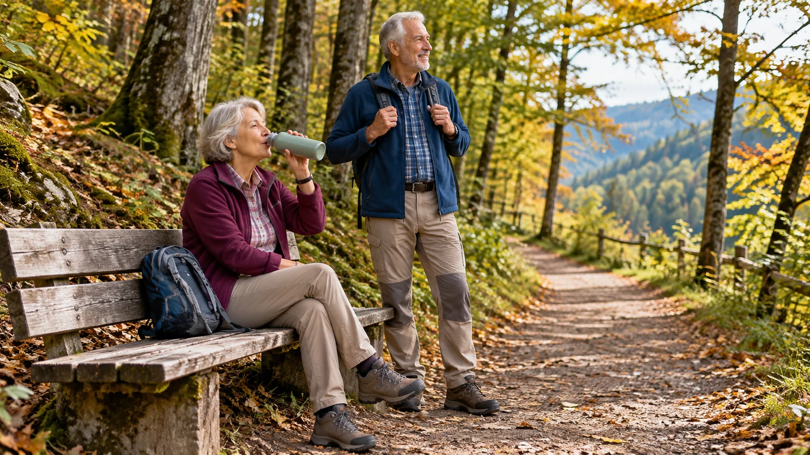 Passendes Bild zum Beitrag Wanderpausen ab 60: Sitzplätze, Trinkrhythmus und Weiterweg gut planen