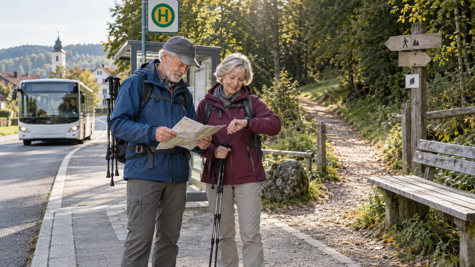 Passendes Bild zum Beitrag Wandern mit Bus und Bahn ab 60: Haltestelle, Rückweg und Zeitpuffer planen