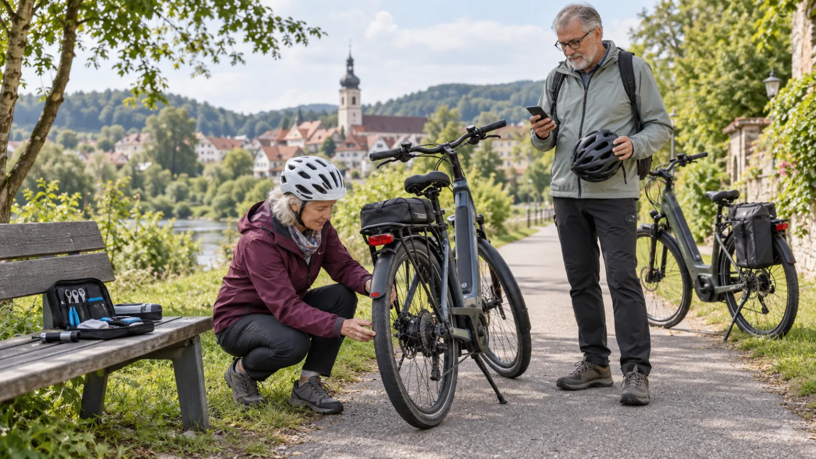 Passendes Bild zum Beitrag E-Bike-Panne unterwegs ab 60: Reifen, Kette, Akku und sichere Heimfahrt