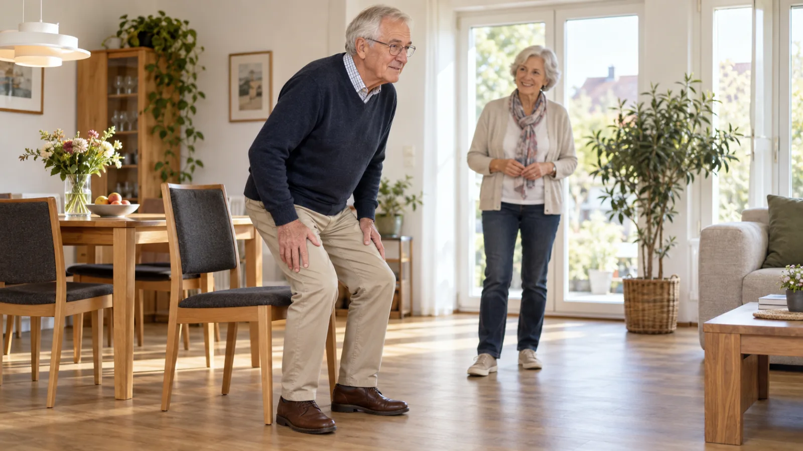 Passendes Bild zum Beitrag Aufstehen und Hinsetzen ab 60: sichere Bewegungsabläufe für Stuhl, Sofa und Bank